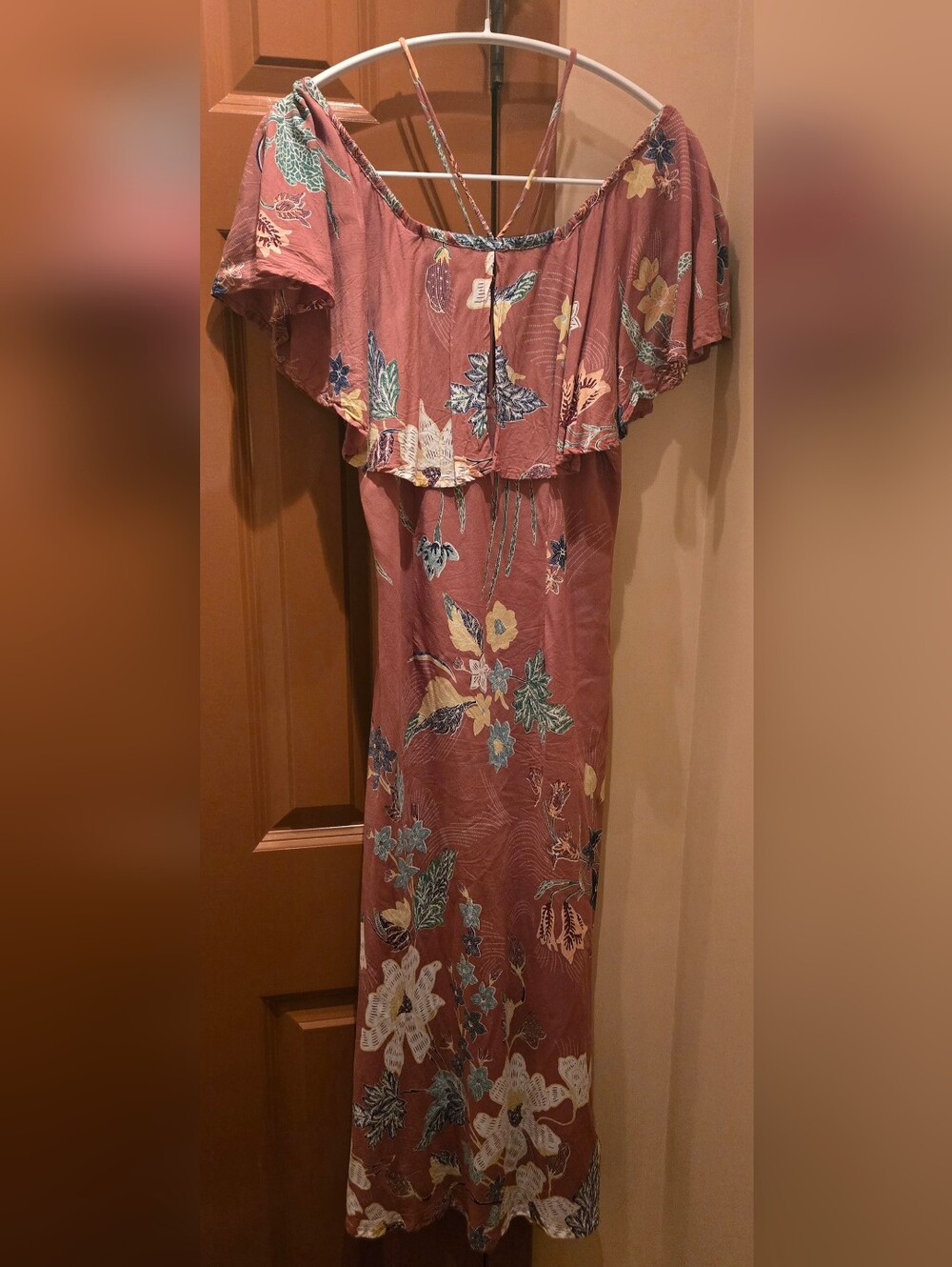 Cleobella Dusty Rose Floral Off-Shoulder Maxi Dress